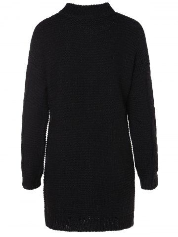 

Mock Neck Longline Sweater, Black