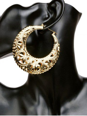 Hollow Out Floral Design Hoop Earrings