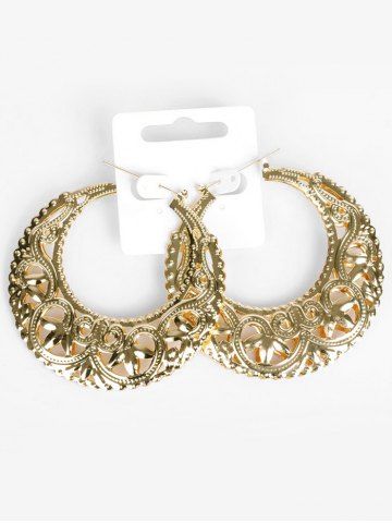 Hollow Out Floral Design Hoop Earrings