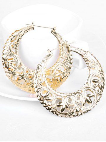 Hollow Out Floral Design Hoop Earrings