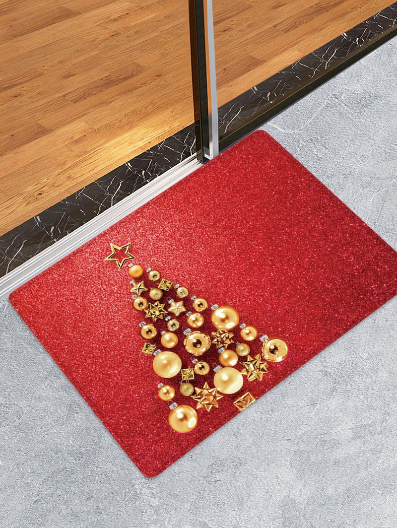 

Christmas Balls Tree Pattern Anti-skid Water Absorption Area Rug, Multi