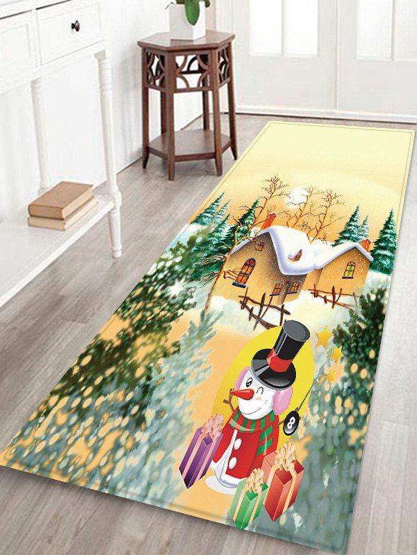 

Christmas Village Pattern Anti-skid Water Absorption Area Rug, Multi