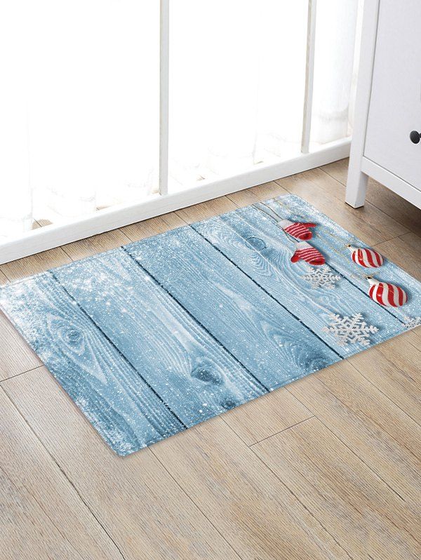 

Christmas Wood Grain Pattern Water Absorption Floor Rug, Multi