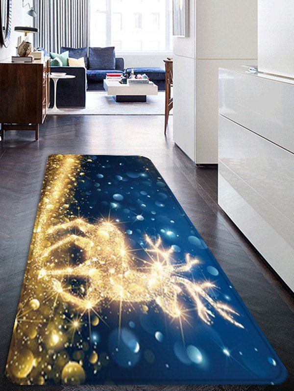 

Christmas Starlight Elk Pattern Water Absorption Area Rug, Multi
