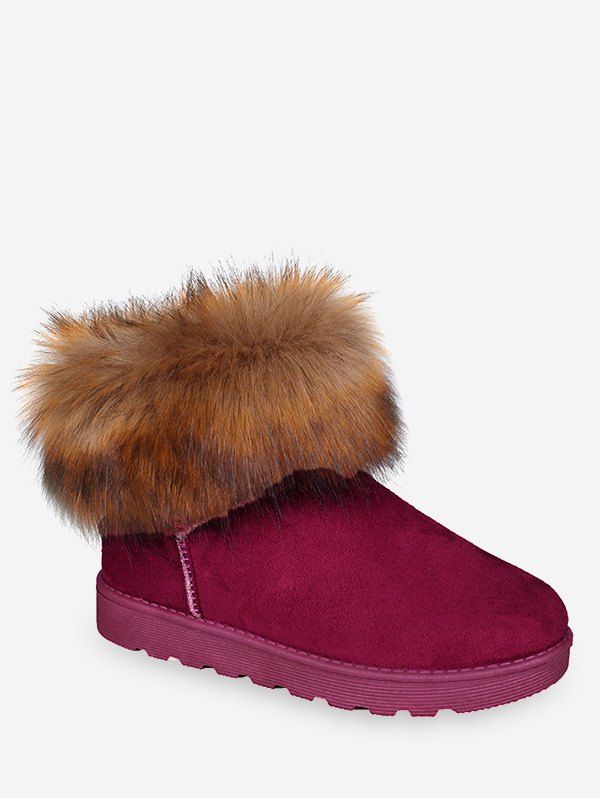 

Faux Fur Snow Short Boots, Red