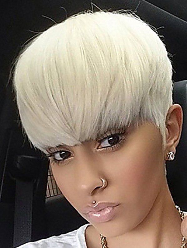 

Full Bang Short Straight Cosplay Synthetic Wig, White