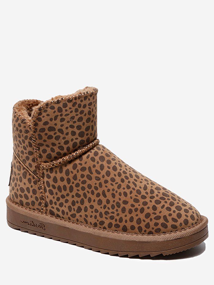 

Leopard Print Suede Snow Boots, Apricot