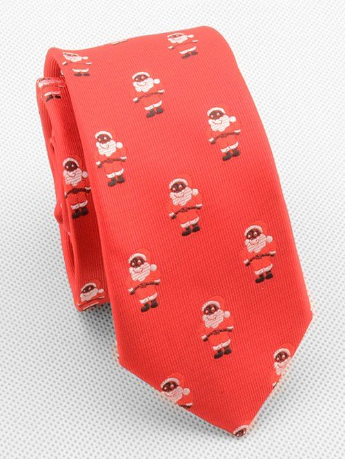 

Cute Santa Claus Print Neck Tie, Ruby red