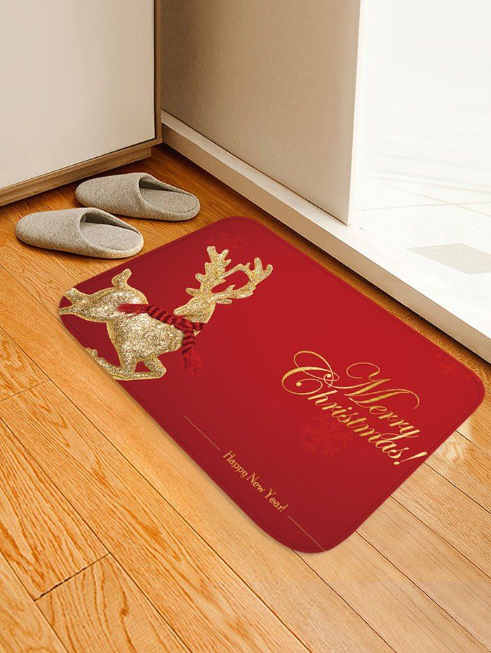 

Christmas Elk Pattern Anti-skid Water Absorption Area Rug, Multi