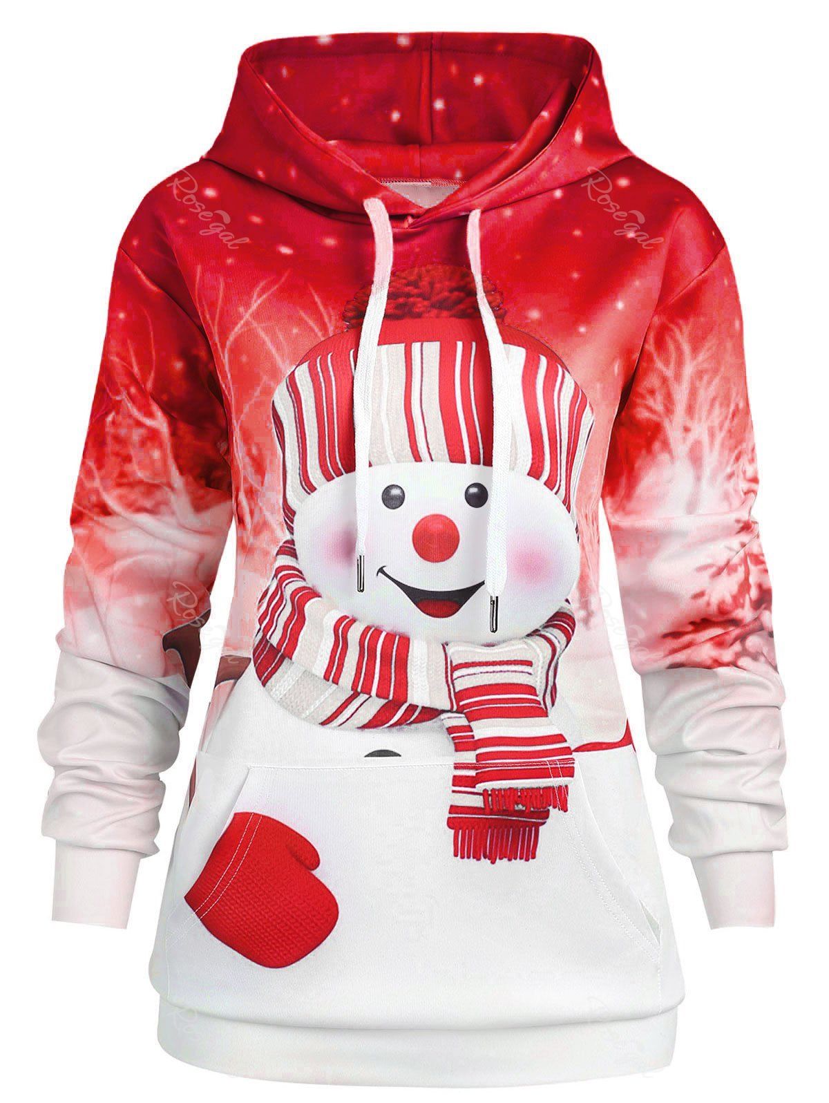 

Christmas Snowman Plus Size Hoodie, Red
