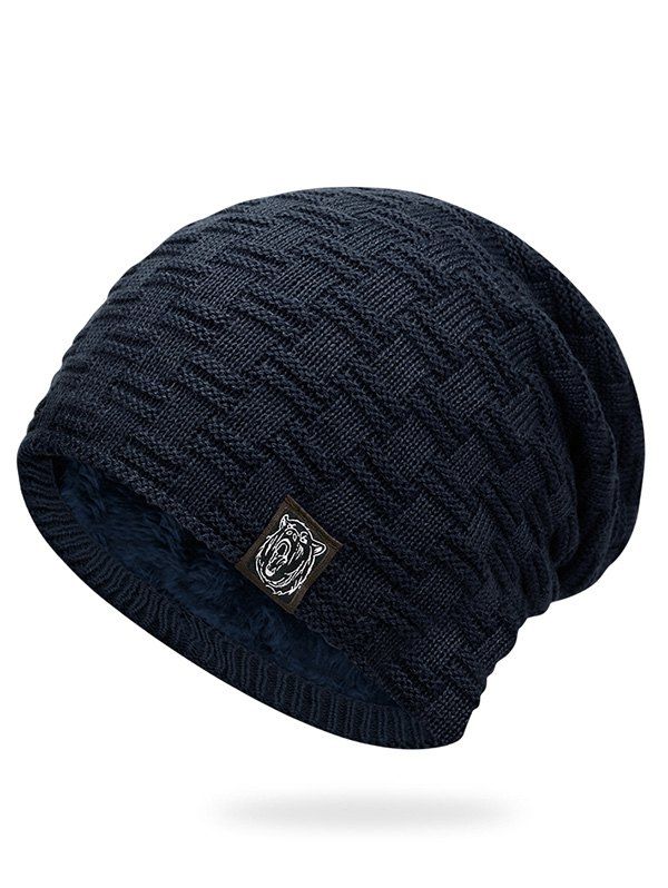 

Animal Label Thicken Slouchy Beanie, Deep blue