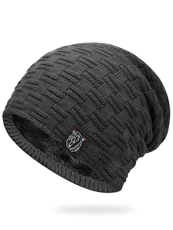 

Animal Label Thicken Slouchy Beanie, Gray