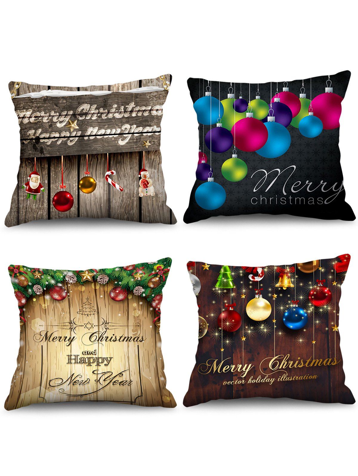 

4PCS Merry Christmas Printed Pillow Cover, Multi