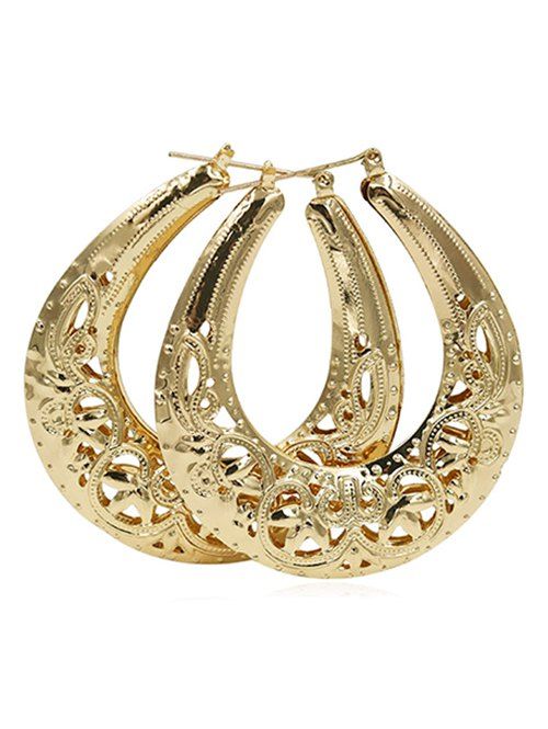 

Geometric Flower Pattern Alloy Earrings, Gold