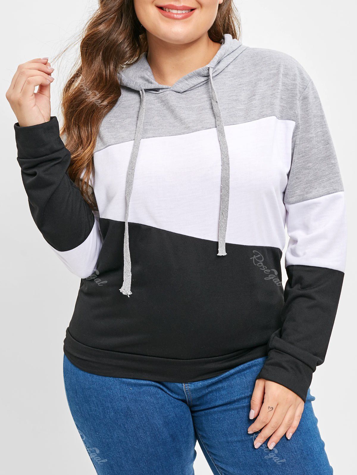 

Plus Size Drop Shoulder Pullover Hoodie, Black