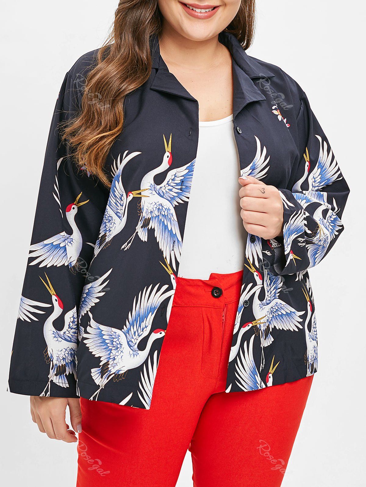 

Plus Size Drop Shoulder Graphic Jacket, Black