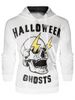 Sweat-Shirt à Capuche avec Imprimé Éclairs et Crâne d'Halloween - Blanc M