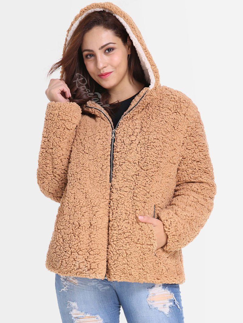 hooded fluffy jacket