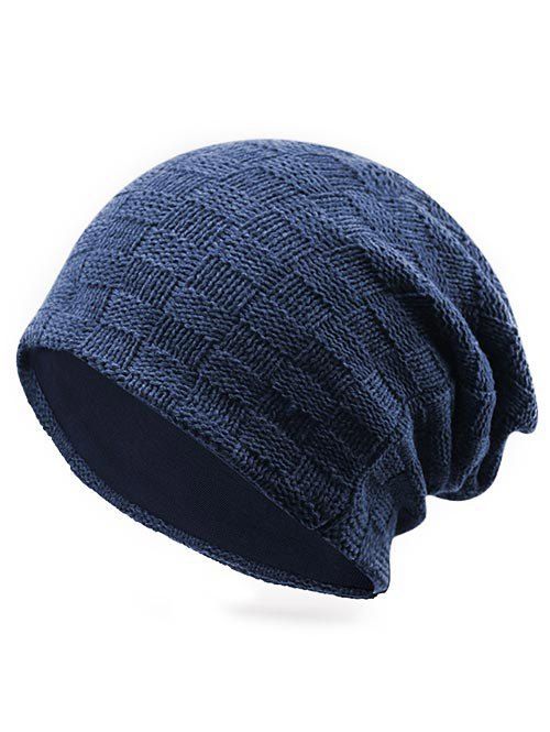 

Winter Plaid Crochet Slouchy Beanie, Cadetblue