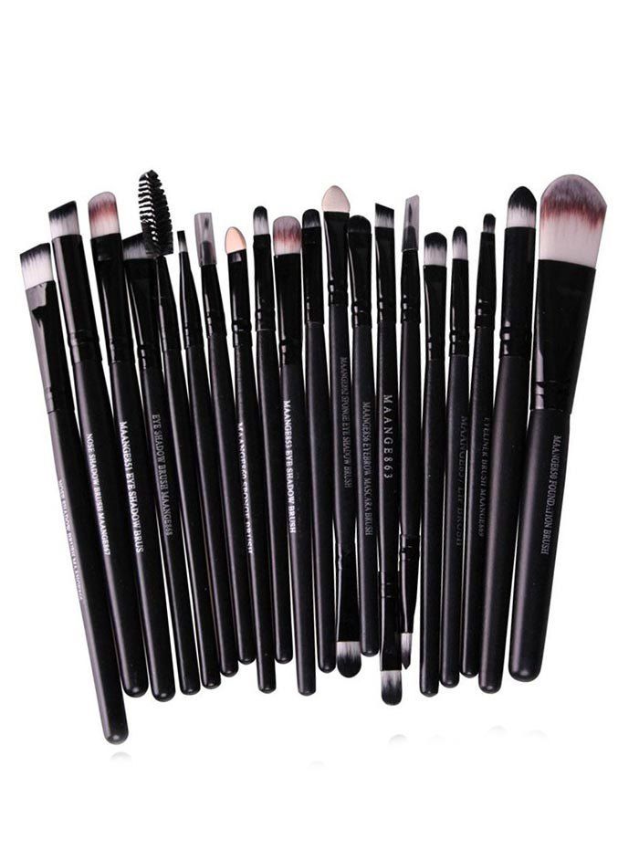 

20 Pcs Black Handle Soft Hair Eye Makeup Brush Set