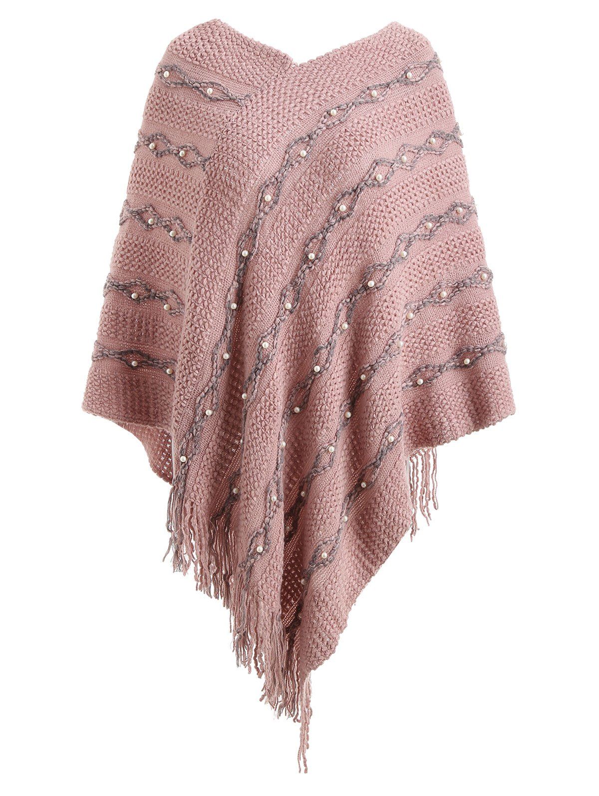 

Faux Pearl Detail Cape Sweater, Pink