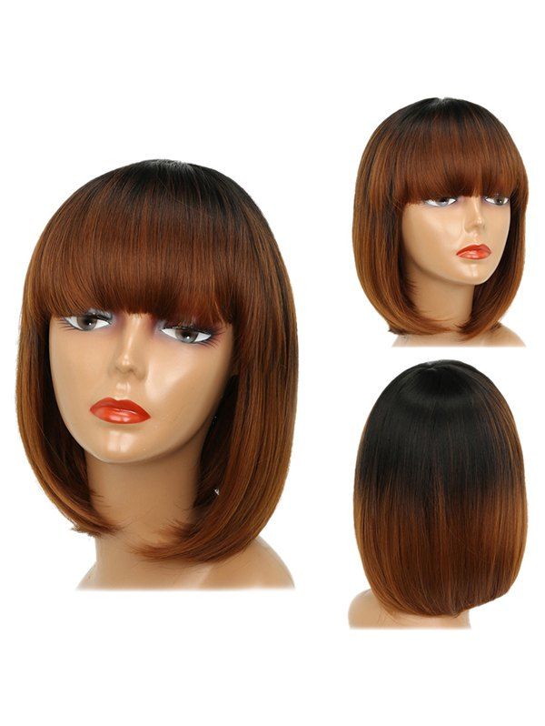 

Full Bang Short Ombre Straight Bob Party Synthetic Wig, Multi