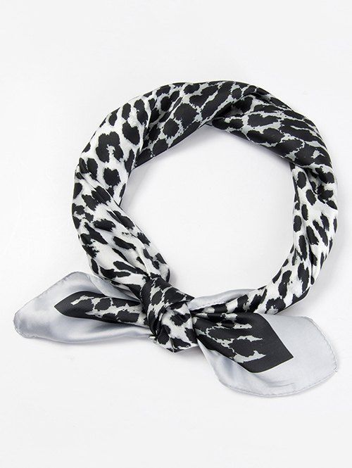 

Leopard Printing Silky Handkerchief, Gray