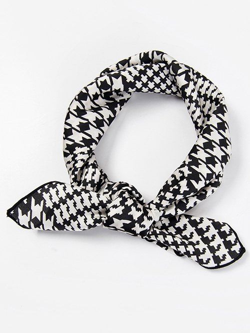 

Houndstooth Letters Printing Silky Scarf, Natural white