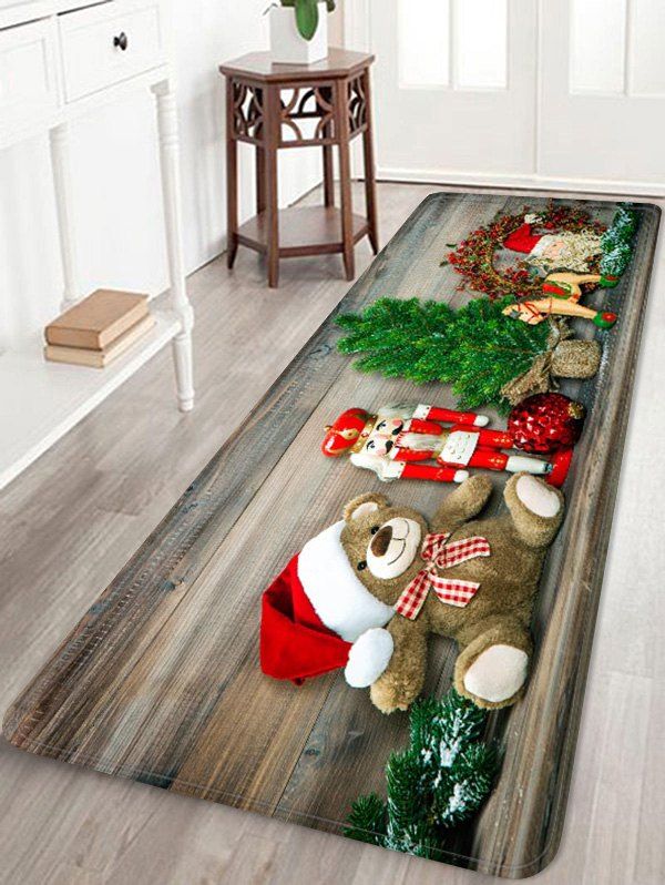 

Father Christmas Bear Printed Flannel Floor Mat, Burlywood