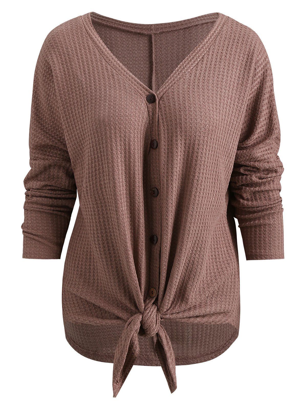 

Drop Shoulder Button Up Blouse, Rosy brown