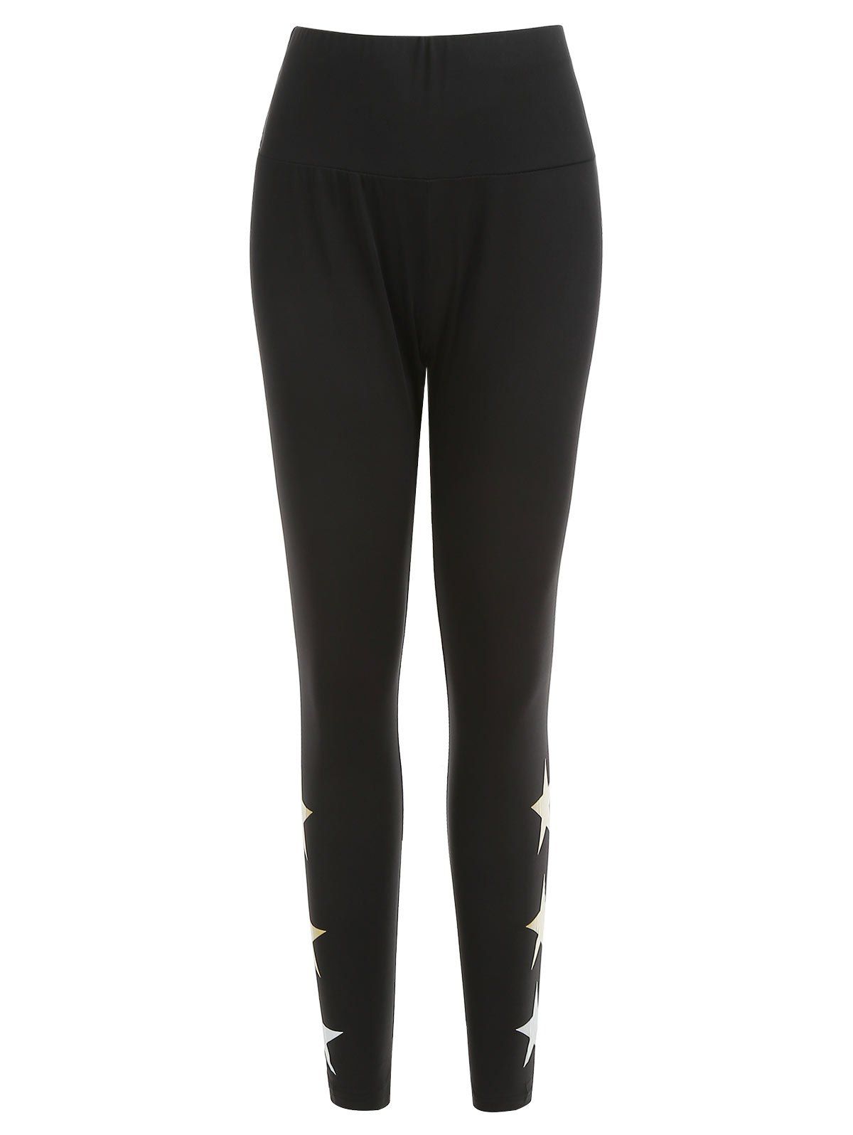 

Star Print High Rise Gym Leggings, Black