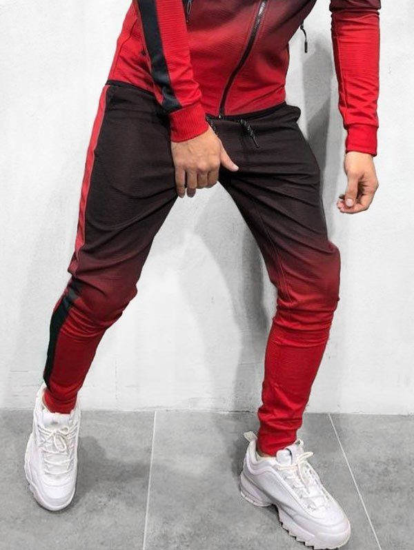 

Ombre Print Drawstring Beam Feet Pants, Lava red
