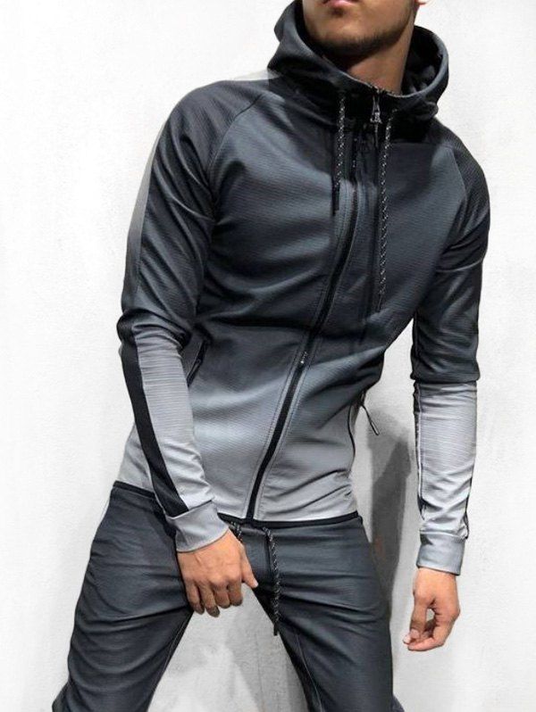 

Ombre Print Casual Drawstring Hoodie, Gray