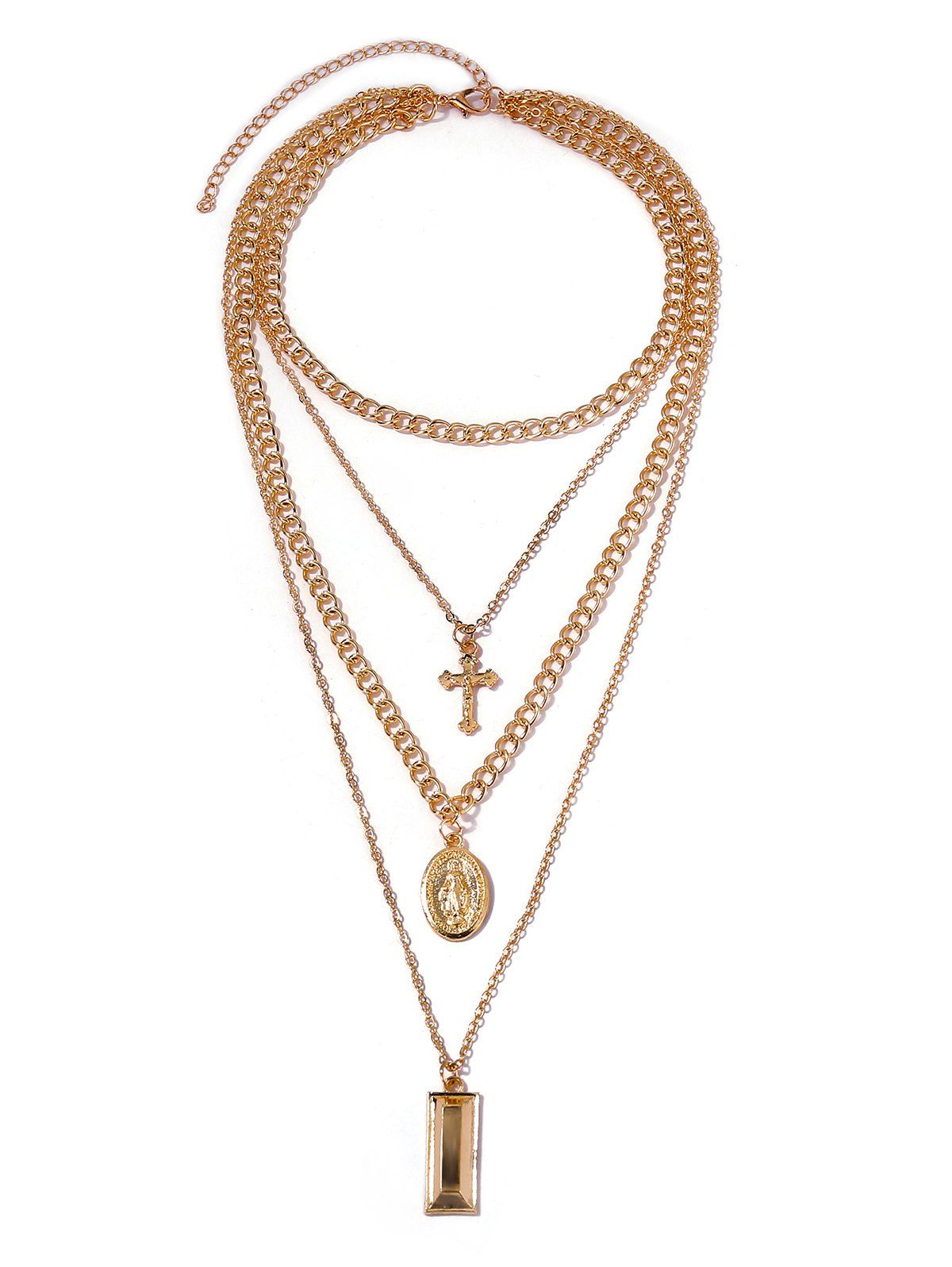 

Multilayered Cross Geometric Pendant Necklace, Gold