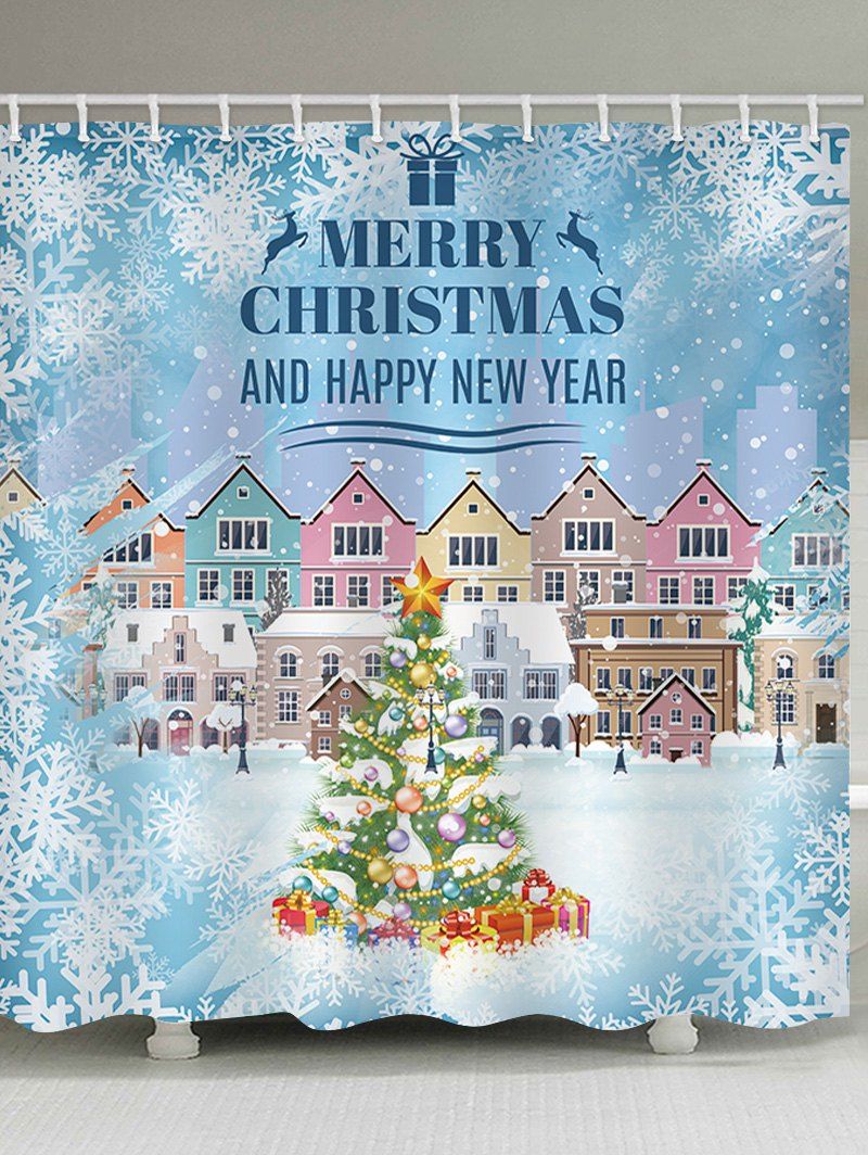 

Christmas Tree Blessing Print Waterproof Shower Curtain, Multi