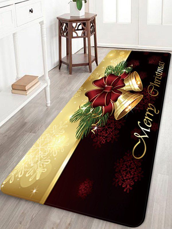 

Christmas Bells Pattern Anti-skid Water Absorption Area Rug, Multi