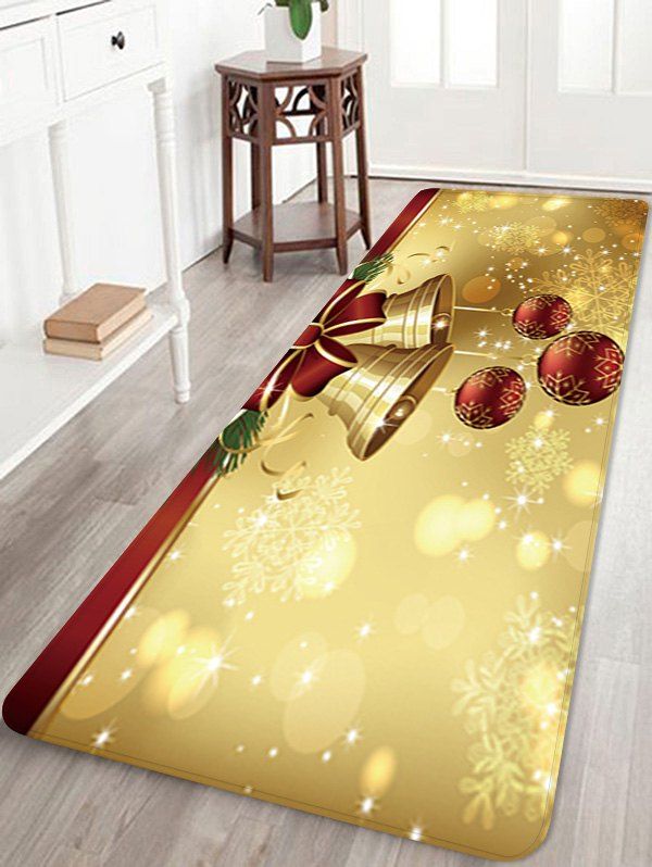 

Christmas Bells Balls Pattern Anti-skid Water Absorption Area Rug, Multi