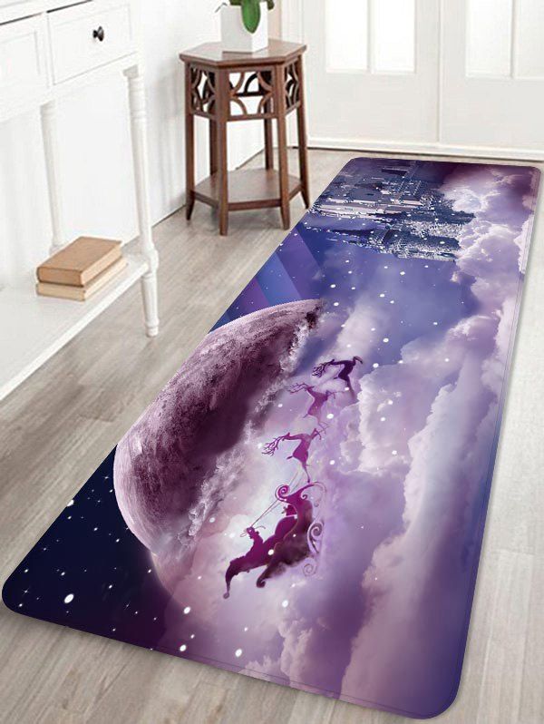 

Christmas Deer Castle Printed Flannel Floor Mat, Medium purple