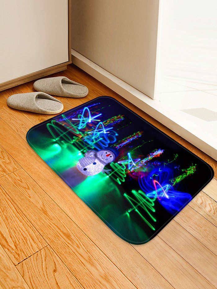

Christmas Snowman Printed Flannel Floor Mat, Jade green