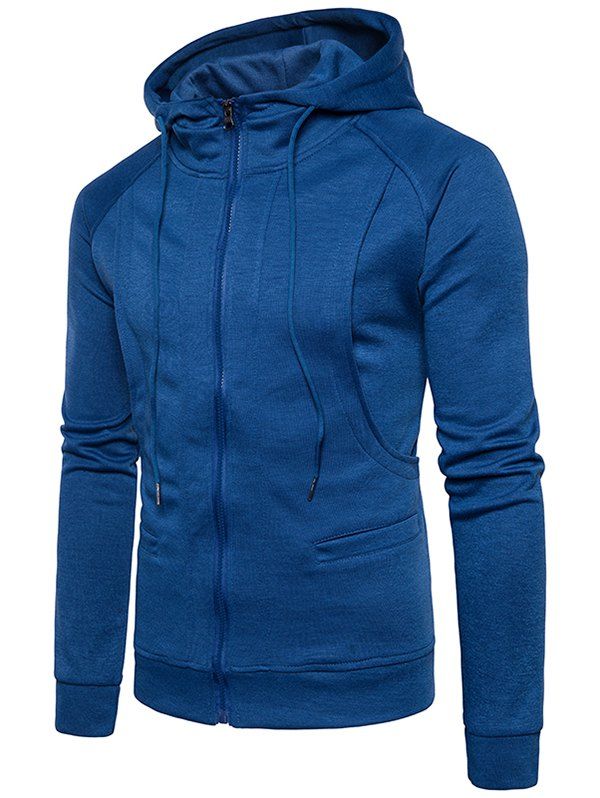 

Double Pocket Zip Fly Hoodie, Lapis blue