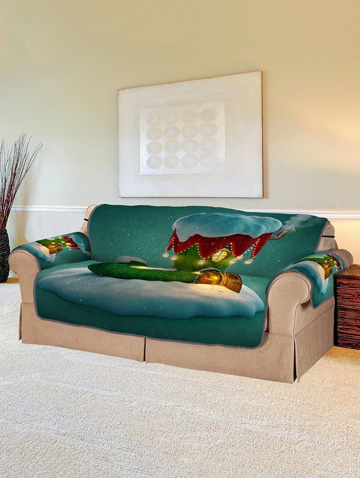 

Christmas Boot House Print Couch Cover, Multi