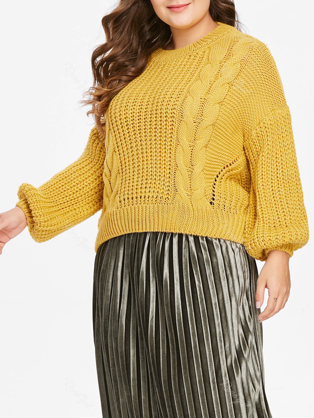 Latest Plus Size Cable Knit Sweater  