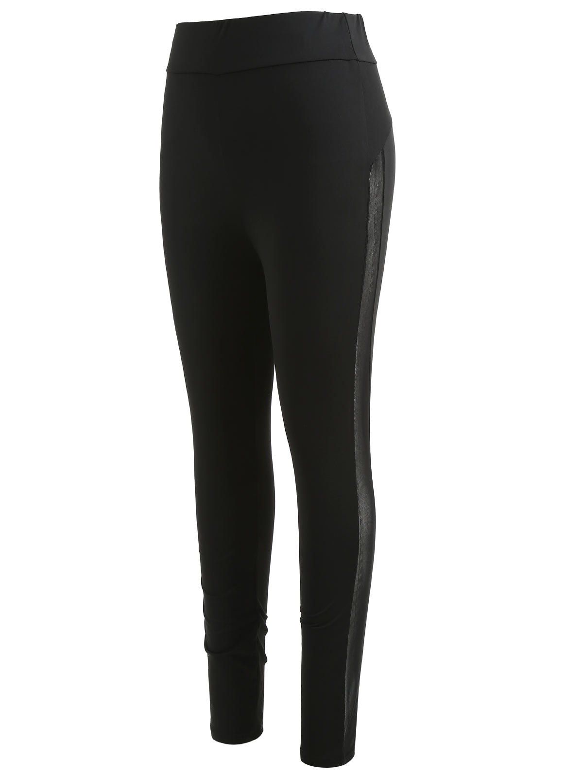 

Side Mesh Insert Skinny Gym Leggings, Black