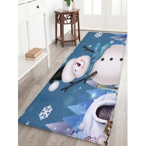 

Christmas Snowman Snowflake Printed Fleece Floor Mat, Blue ivy