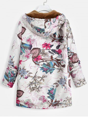 

Kangaroo Pocket Plus Size Floral Print Coat, Multi-b
