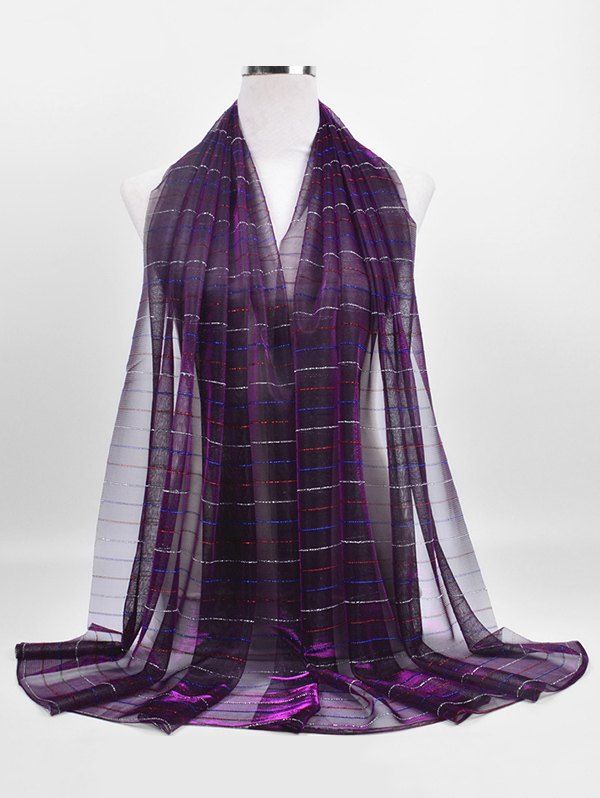 

Elegant Colored Striped Shawl Scarf, Purple iris