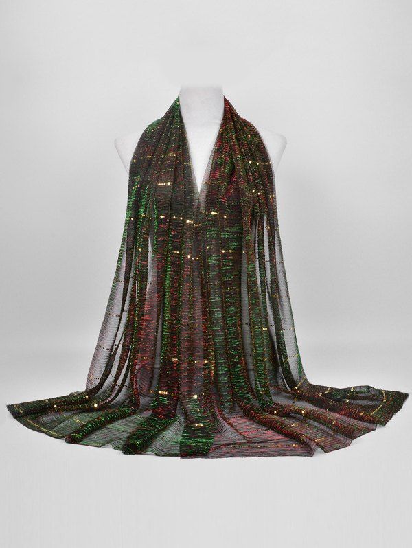 

Vintage Sequins Decorative Long Scarf, Dark green