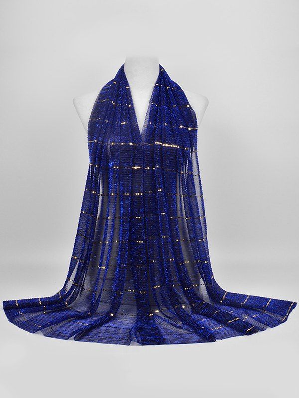 

Vintage Sequins Decorative Long Scarf, Blue