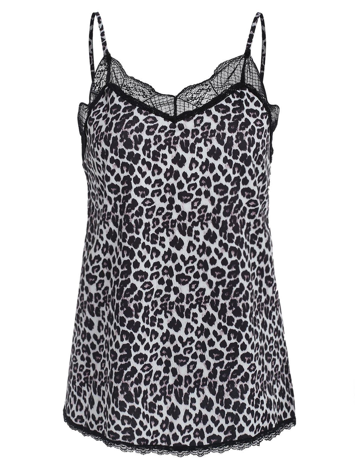 

Leopard Print Lace Insert Tank Top