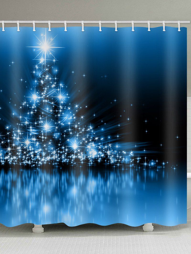 

Christmas Tree Pattern Waterproof Shower Curtain, Dodger blue